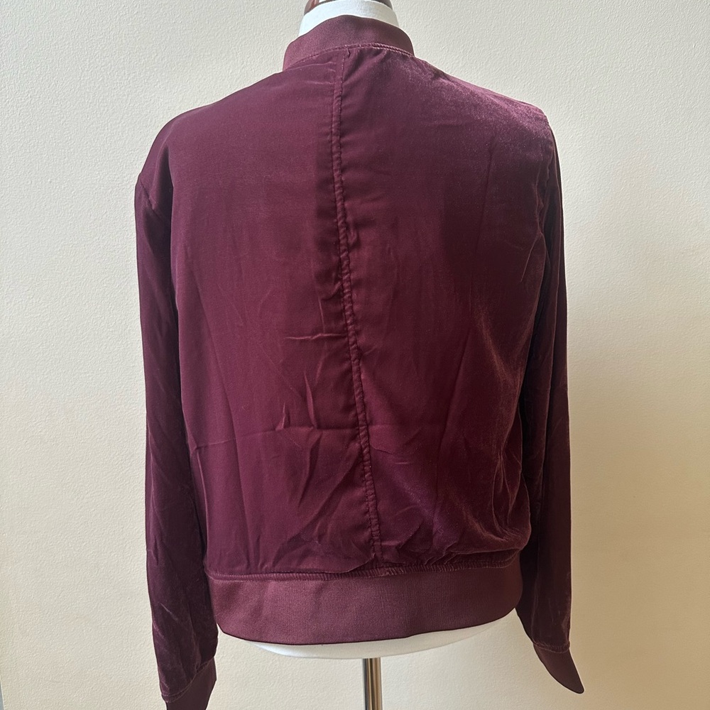 Burgundy Zip-Up Bomber Jacket - Picture 2 of 5